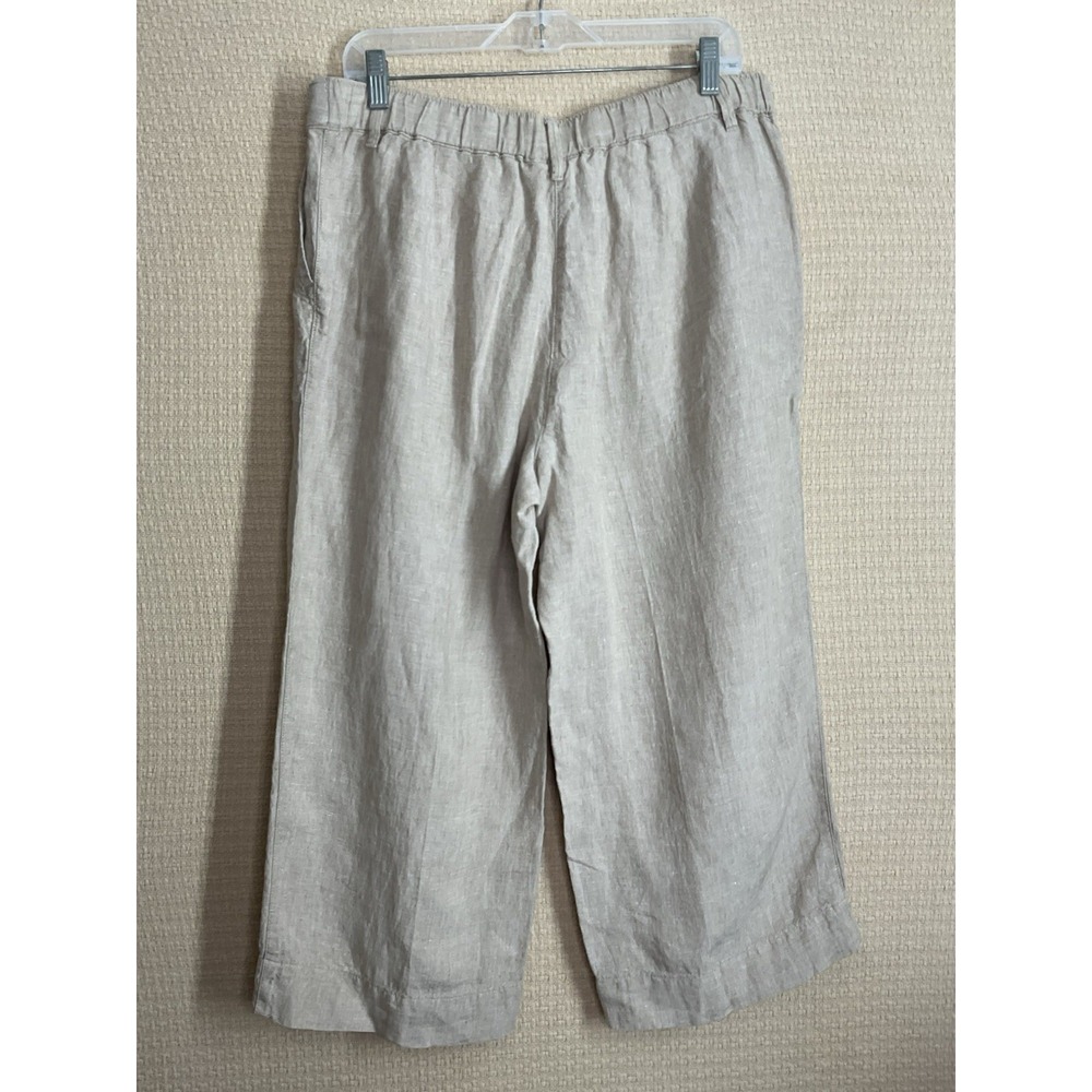 J Jill Love Linen Pants Medium P Wide Leg Light Gray 100% Linen Resort Coastal - Picture 9 of 14